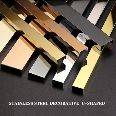PVD-kleurcoated 304 roestvrij staal U15mm U-kanaaltegel voor decoratieve muurbescherming