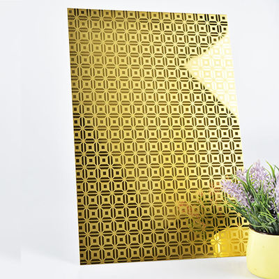 Goede prijs 4x8 Spiegel Geëtst PVD-gecoat Roestvrij Staal Plaat voor Deur en Decoratieve Toepassingen online