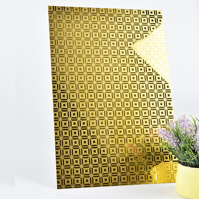 Van het de Liftroestvrije staal van de molenrand van het het Blad4x8 de Spiegel Geëtste Gouden Koper Kleur van Pvd voor Deur