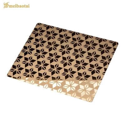 PVD Gouden Kleur Geëtst Roestvrij Staal Plaat met 70 Micron PVC Film in 1219x3048mm Maat