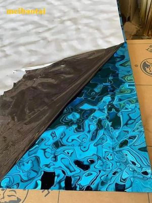 Goede prijs Ss304 201 roestvrij staal plaat Blauwe spiegel watergolfplaat decoratieplaat online