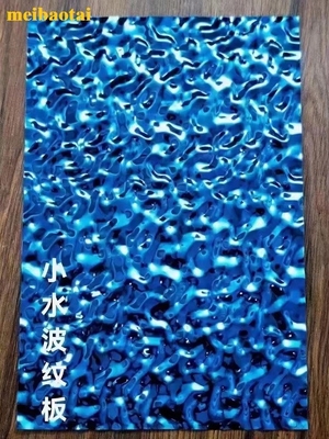Roestvrij staal Blauwe spiegel Kleine watergolfplaat Decoratieve kelder, hotel, muur