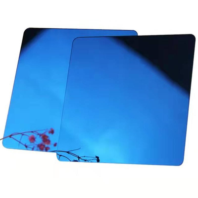 4*8FT Blauwe spiegel Pvd Kleurcoating Roestvrij staal plaat Decoratie plaat