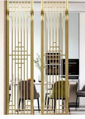 Goede prijs Goudkleurige Roestvrijstalen Kamerscherm met 8 mm Dikte en Aangepast Ontwerp voor Hoteldecoratie online