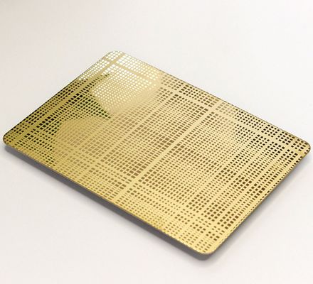 Goede prijs Goud spiegel afwerking 304 roestvrij staal gegraveerd plaat decoratie plaat 1219x2438mm Grootte online