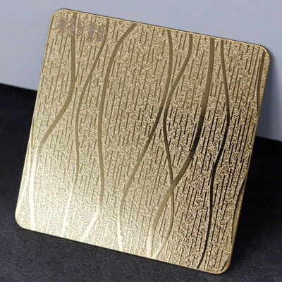 Goede prijs Gouden spiegel houten patroon reliëf roestvrijstalen plaat met 0,85 mm dikte voor decoratieve wandpanelen online
