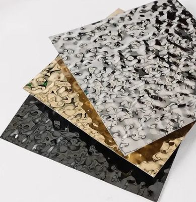 Goede prijs Spiegel Afwerking PVD Kleur Gecoat 0,65 mm Dikte Water Ripple roestvrij staal plaat voor decoratief plafond en muur online