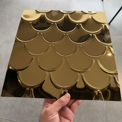 Goede prijs Gouden spiegel roestvrij stalen plaat visschubben ontwerp voor decoratieve wandpanelen online