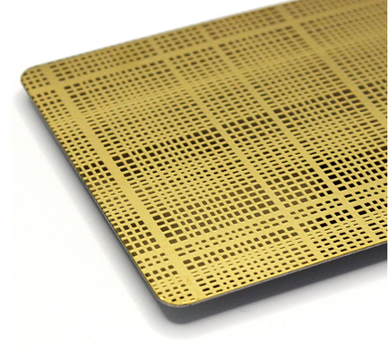 Goede prijs Gouden spiegelafwerking 304 roestvrij staal geëtste decoratieve plaat 1219x3048mm voor luxe wandpanelen online