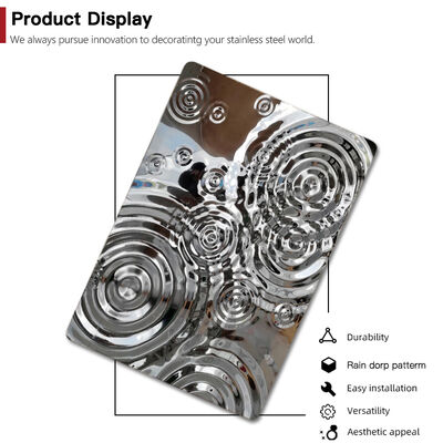304 roestvrij staal 0,65 mm Dikte Zilveren spiegel Afwerking Water Ripple Roestvrij staal plaat voor plafonddecoratie