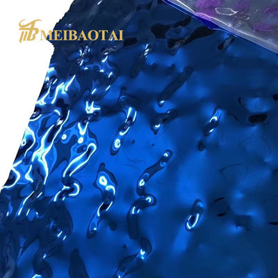 0.55mm Dikte Blauw PVD bedekt Spiegel Afwerking Water Ripple roestvrij staal plaat voor decoratieve toepassingen