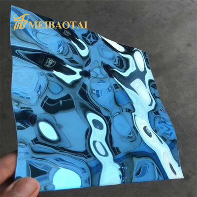 Goede prijs Blauw PVD-gecoat watergolf roestvrij staalplaat 0,65 mm Dikte 1219x2438 mm Decoratieve roestvrijstalen plaat online