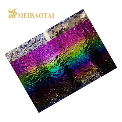 70 micron PVC film regenboog PVD bedekt met 304 roestvrij staal water rimpelplaat voor keukenmuur