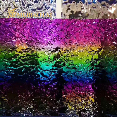 Goede prijs PVD Regenboog Gecoat 0,65 mm Dik Watergolf Roestvrij Staal Plaat voor Keukenwanddecoratie online