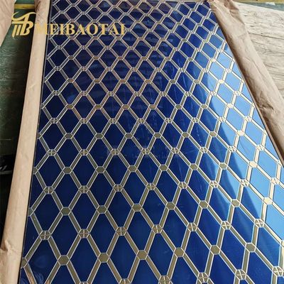 Goede prijs Blauw Goud Gemengd Kleur Diamant Patroon Embossed Roestvrij Staal Plaat 4x8 Voet voor Aanrecht Decoratie online