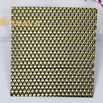 0.85mm de Dikte In reliëf gemaakte Decoratieve Muur van het de Honingraatpatroon van het Roestvrij staalblad Gouden