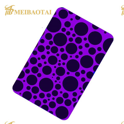 PVD Paars Gekleurd Geëtst Roestvrij Staal Plaat met 70 Micron PVC Film en 1.15mm Dikte