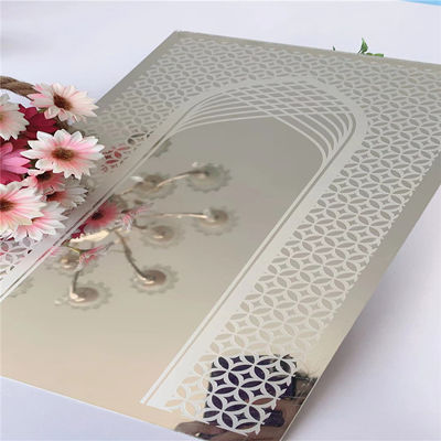 304 Graad Spiegel Afwerking gegraveerd roestvrij staal plaat 1219x2438mm voor lift decoratie