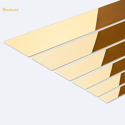 0.55mm Dikte SS304 Spiegel roestvrij staal tegel trim met goud PVD coating voor muur en vloer rand