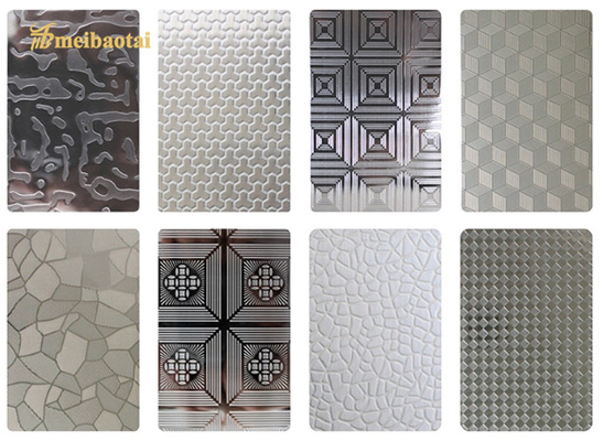 SS304 201 4*8FT maakte Geëtste de Decoratieplaat in reliëf van het Roestvrij staalblad