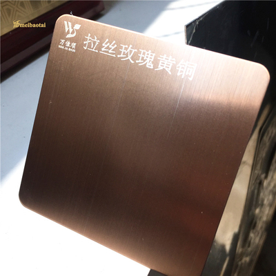 Van het Bladrose gold SS van het antivingerafdruk Hairline Roestvrije staal Decoratieve Plaat 0.65mm Dikte